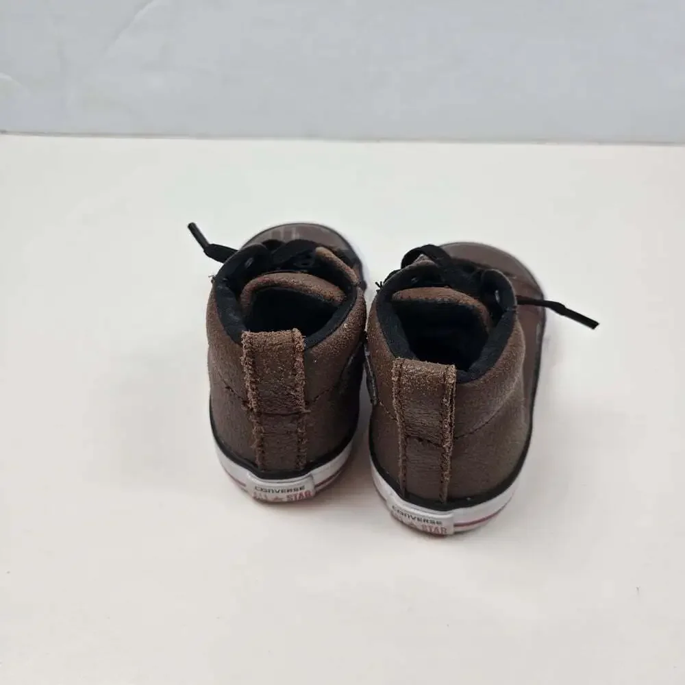 Converse All Star Brown Leather Sneakers Kids Little Boy Size 5C